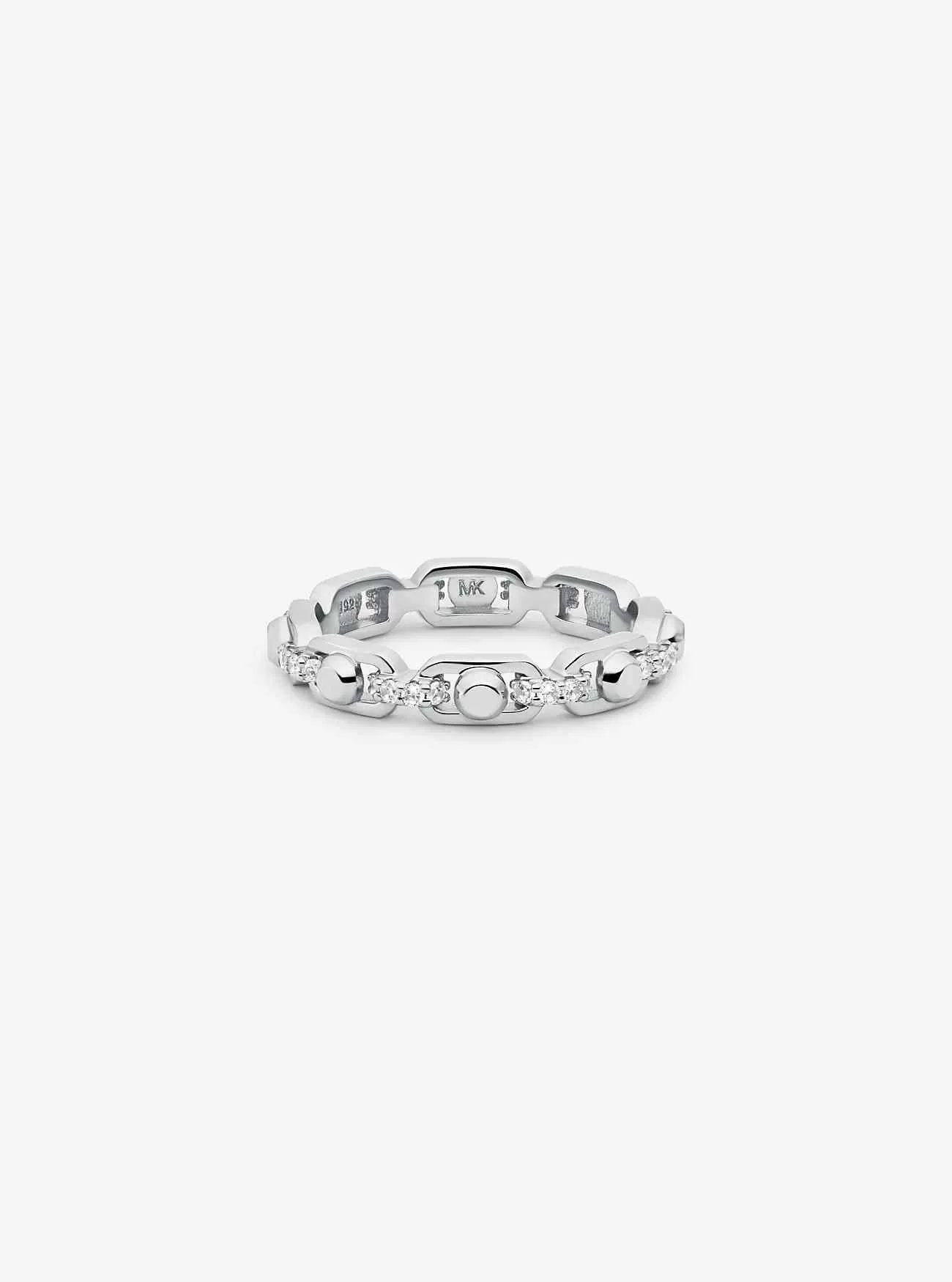 Astor Link Kleiner Pavé-Kettenring aus Sterlingsilber mit Edelmetallbeschichtung