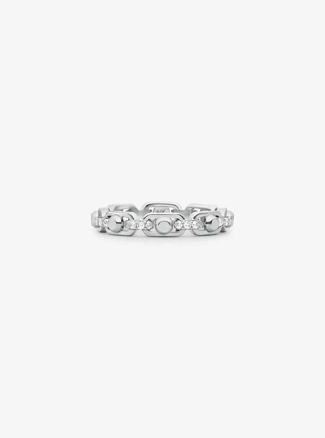 Astor Link Kleiner Pavé-Kettenring aus Sterlingsilber mit Edelmetallbeschichtung