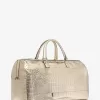 Bedford Travel Extragroße Weekender-Tasche aus Metallic-Leder mit Krokodilprägung Bedford Travel Extragroße Weekender-Tasche aus Metallic-Leder mit Krokodilprägung