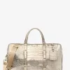 Bedford Travel Extragroße Weekender-Tasche aus Metallic-Leder mit Krokodilprägung Bedford Travel Extragroße Weekender-Tasche aus Metallic-Leder mit Krokodilprägung