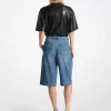 Bermuda-Jeansshorts mit Falten