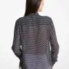 Bluse mit gepunktetem Georgette-Ausschnitt und Bindekragen Bluse mit gepunktetem Georgette-Ausschnitt und Bindekragen