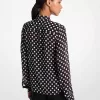 Bluse mit gepunktetem Georgette-Ausschnitt und Bindekragen Bluse mit gepunktetem Georgette-Ausschnitt und Bindekragen