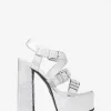 Darrington-Plateausandale aus knisterndem Metallic-Leder