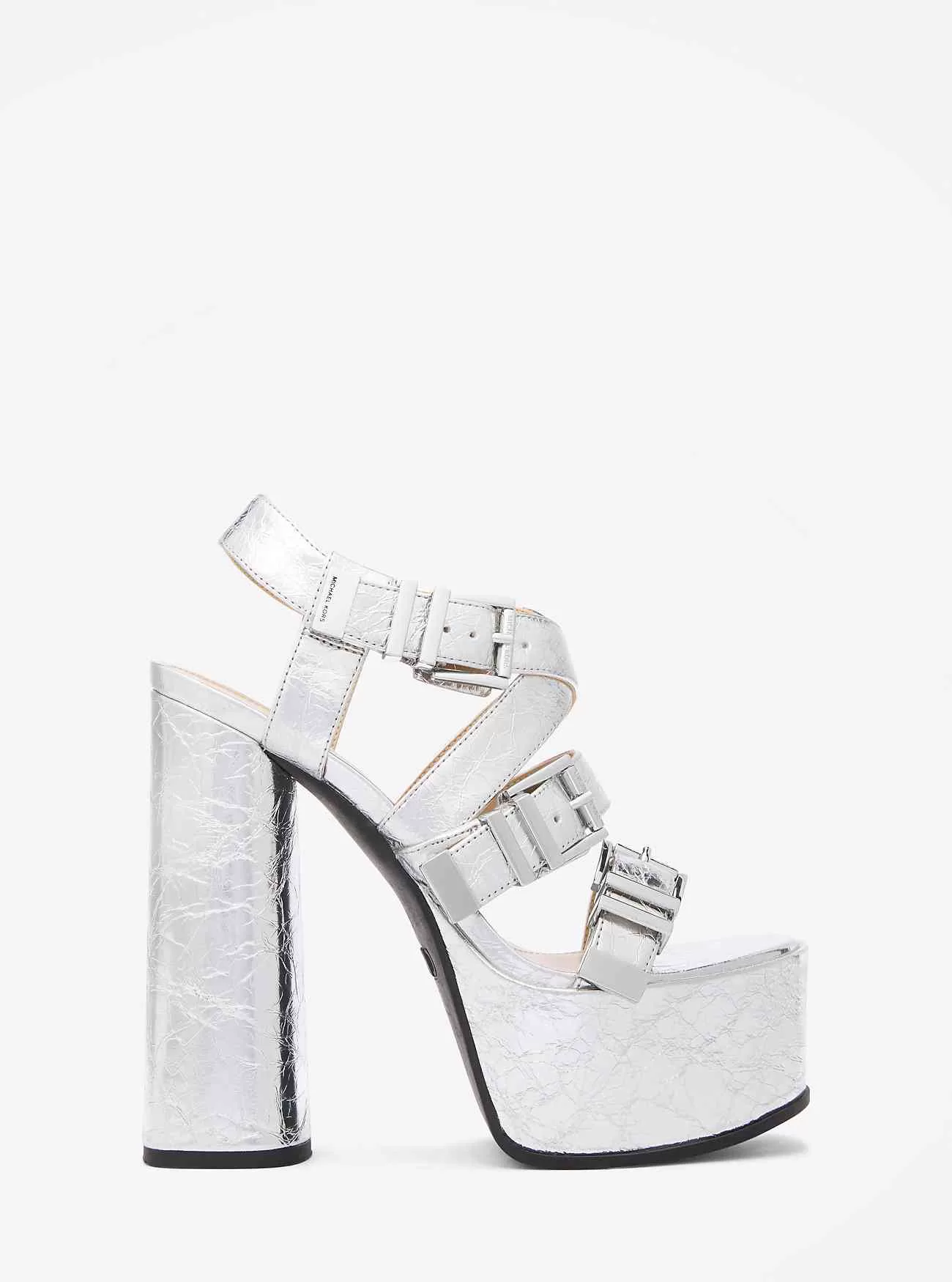 Darrington-Plateausandale aus knisterndem Metallic-Leder