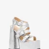 Darrington-Plateausandale aus knisterndem Metallic-Leder