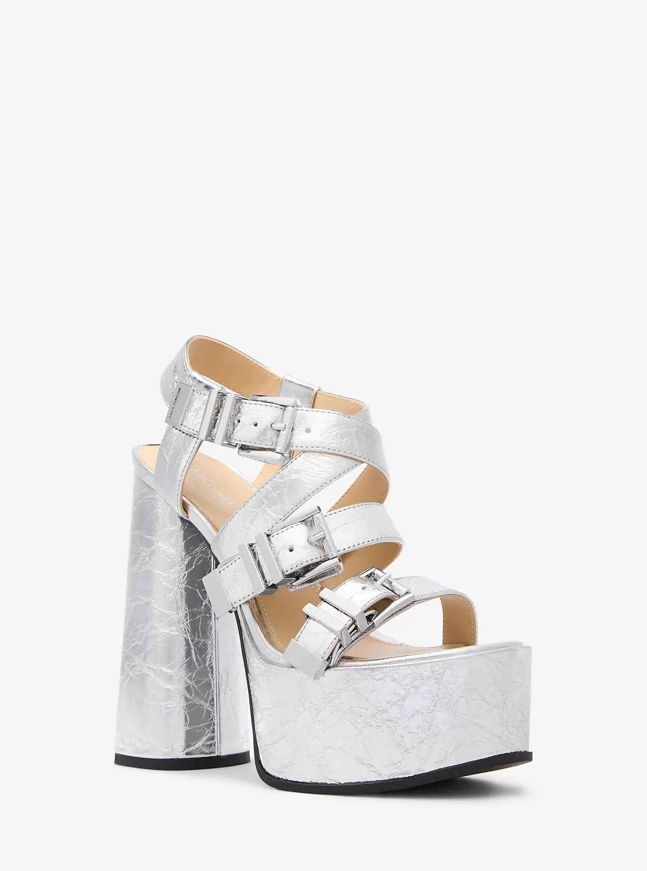 Darrington-Plateausandale aus knisterndem Metallic-Leder