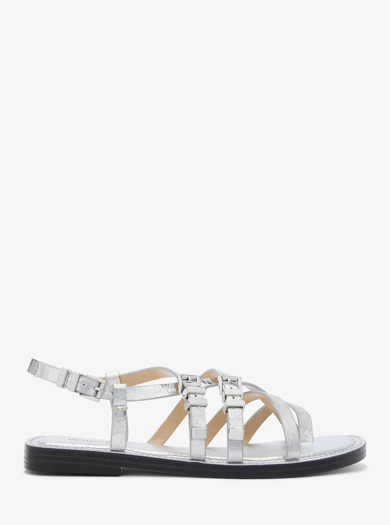 Darrington-Sandale aus knisterndem Metallic-Leder