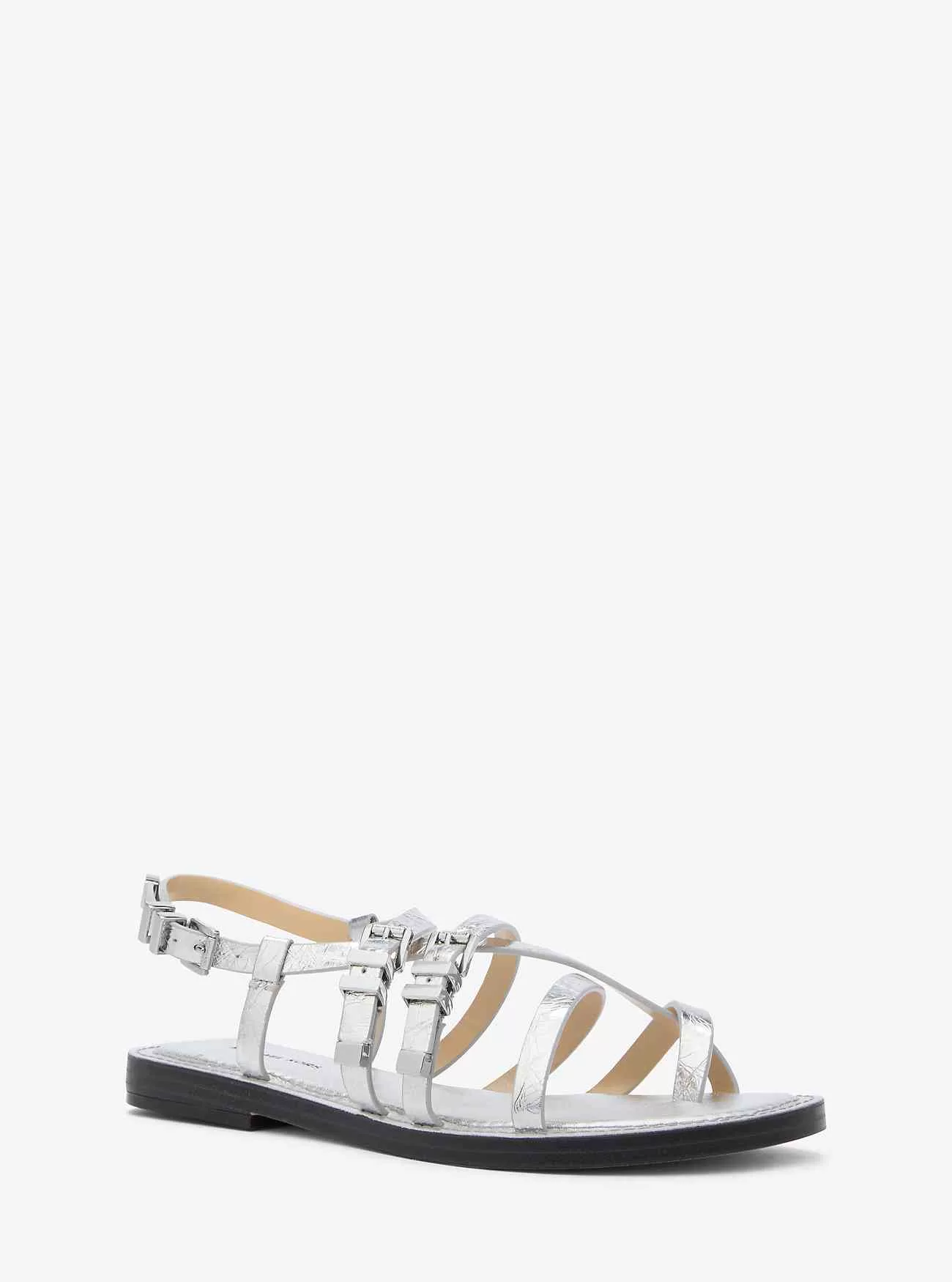 Darrington-Sandale aus knisterndem Metallic-Leder