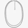 Edelmetallbeschichtete Messing-Tennishalskette mit doppelter Kette