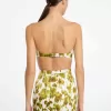 Geblümtes Bandeau-Oberteil aus Chiné-Satin und Duchesse Geblümtes Bandeau-Oberteil aus Chiné-Satin und Duchesse