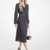 Gepunktetes Georgette-Midikleid mit Bindekragen Gepunktetes Georgette-Midikleid mit Bindekragen