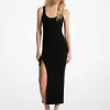 Gerafftes Trägerkleid aus Stretch-Wollmischung Gerafftes Trägerkleid aus Stretch-Wollmischung