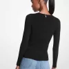 Gerippter Stretch-Strickpullover mit Ausschnitten Gerippter Stretch-Strickpullover mit Ausschnitten
