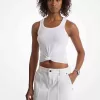 Geripptes Tanktop aus Stretch-Strick zum Binden vorne Geripptes Tanktop aus Stretch-Strick zum Binden vorne