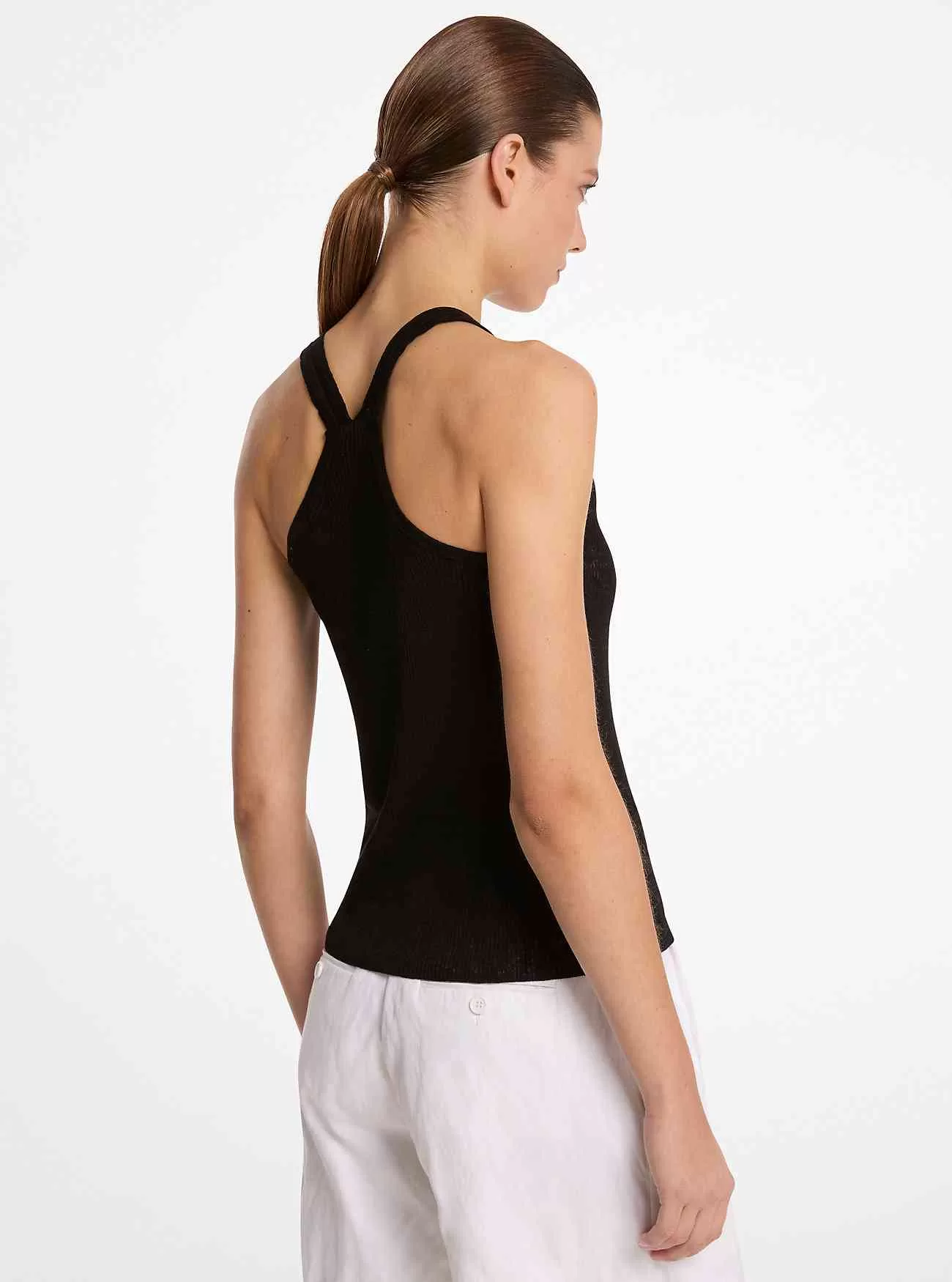 Geripptes Tanktop aus superfeiner Leinen- und Baumwollmischung