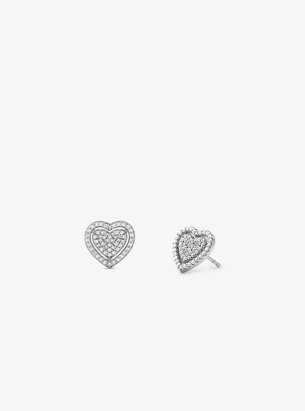 Geschenkset mit Pavé-Herz-Halskette und Ohrringen aus edelmetallbeschichtetem Sterlingsilber