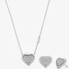 Geschenkset mit Pavé-Herz-Halskette und Ohrringen aus edelmetallbeschichtetem Sterlingsilber Geschenkset mit Pavé-Herz-Halskette und Ohrringen aus edelmetallbeschichtetem Sterlingsilber