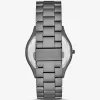 Geschenkset mit übergroßer, schmaler Runway-Armbanduhr aus Gunmetal und Jet-Set-Charm-Lederbrieftasche Geschenkset mit übergroßer, schmaler Runway-Armbanduhr aus Gunmetal und Jet-Set-Charm-Lederbrieftasche
