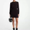 Gesmoktes Georgette-Langarmkleid Gesmoktes Georgette-Langarmkleid