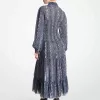 Gesmoktes Hemdkleid aus Georgette mit Schlangenmuster