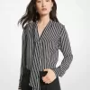 Gestreifte Georgette-Bluse mit Bindekragen Gestreifte Georgette-Bluse mit Bindekragen