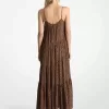 Gestuftes Maxikleid aus Georgette mit Gepardenmuster Gestuftes Maxikleid aus Georgette mit Gepardenmuster