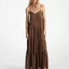 Gestuftes Maxikleid aus Georgette mit Gepardenmuster Gestuftes Maxikleid aus Georgette mit Gepardenmuster