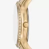 Goldfarbene Mini-Armbanduhr in Sage-Pavé-Optik