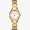 Goldfarbene Mini-Armbanduhr in Sage-Pavé-Optik