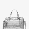 Grayson Mittelgroße Umhängetasche aus Metallic-Leder mit Krokodilprägung
