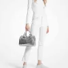 Grayson Mittelgroße Umhängetasche aus Metallic-Leder mit Krokodilprägung
