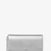 Große Mona-Clutch aus metallischem Saffiano-Leder Große Mona-Clutch aus metallischem Saffiano-Leder
