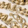 Halskette mit Panzergliedern aus edlem Messing mit Pavé-Logo und Pavé-Beschichtung Halskette mit Panzergliedern aus edlem Messing mit Pavé-Logo und Pavé-Beschichtung