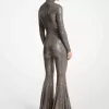 Handbestickter, ausgestellter Jumpsuit aus Stretch-Jersey mit Pailletten Handbestickter, ausgestellter Jumpsuit aus Stretch-Jersey mit Pailletten