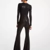 Handbestickter, ausgestellter Jumpsuit aus Stretch-Jersey mit Pailletten Handbestickter, ausgestellter Jumpsuit aus Stretch-Jersey mit Pailletten