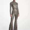 Handbestickter, ausgestellter Jumpsuit aus Stretch-Jersey mit Pailletten Handbestickter, ausgestellter Jumpsuit aus Stretch-Jersey mit Pailletten