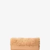 Handgenähte Sorrento-Clutch mit Fransen und Lederumschlag Handgenähte Sorrento-Clutch mit Fransen und Lederumschlag