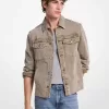 Hemdjacke aus gewaschenem Denim mit abgerundetem Saum Hemdjacke aus gewaschenem Denim mit abgerundetem Saum