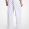 Hose mit weitem Bein aus Stretch-Baumwolle Hose mit weitem Bein aus Stretch-Baumwolle
