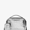 Hudson Umhängetasche aus Metallic-Leder mit Krokodilprägung