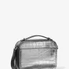 Hudson Umhängetasche aus Metallic-Leder mit Krokodilprägung