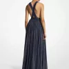 Hutton Metallic-gestreiftes Lamé-Chiffon-Kleid Hutton Metallic-gestreiftes Lamé-Chiffon-Kleid
