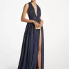 Hutton Metallic-gestreiftes Lamé-Chiffon-Kleid Hutton Metallic-gestreiftes Lamé-Chiffon-Kleid