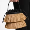 Ischia Mini-Beuteltasche aus Leder und Fransen Ischia Mini-Beuteltasche aus Leder und Fransen