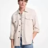 Jeans-Hemdjacke aus Baumwoll-Leinen-Mischgewebe Jeans-Hemdjacke aus Baumwoll-Leinen-Mischgewebe