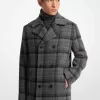 Karierter, strukturierter Peacoat aus Wollmischung Karierter, strukturierter Peacoat aus Wollmischung