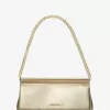 Karminrote mittelgroße Pochette aus genarbtem Metallic-Leder