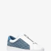 Keaton-Logo-geprägter Reißverschluss-Sneaker aus Denim und Leder Keaton-Logo-geprägter Reißverschluss-Sneaker aus Denim und Leder