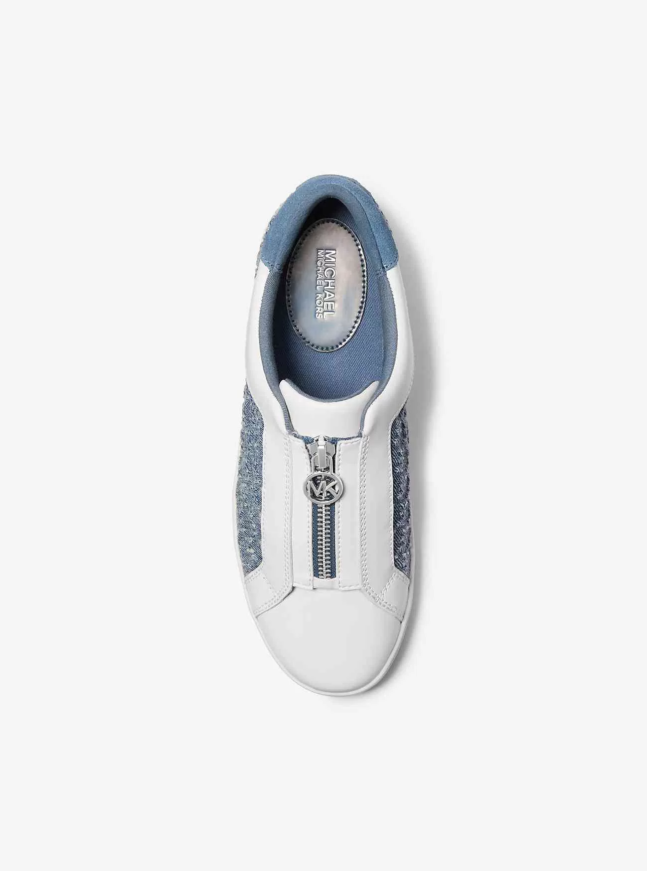 Keaton-Logo-geprägter Reißverschluss-Sneaker aus Denim und Leder Keaton-Logo-geprägter Reißverschluss-Sneaker aus Denim und Leder